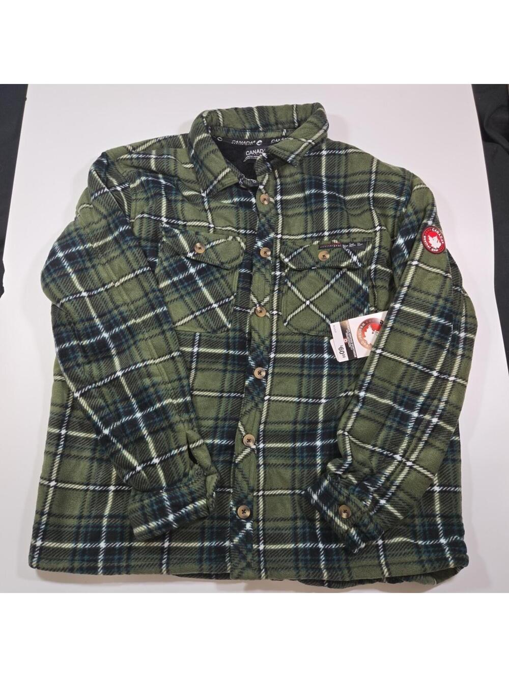 Canada Weathergear Mens XXL Plaid Fleece Lined Shacket Flannel Jacket Green Ttg